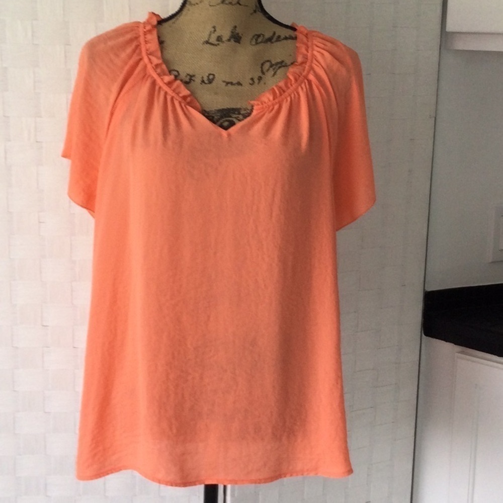 Woman’s Style & Co. Size 0X short sleeve blouse color orange washable #484